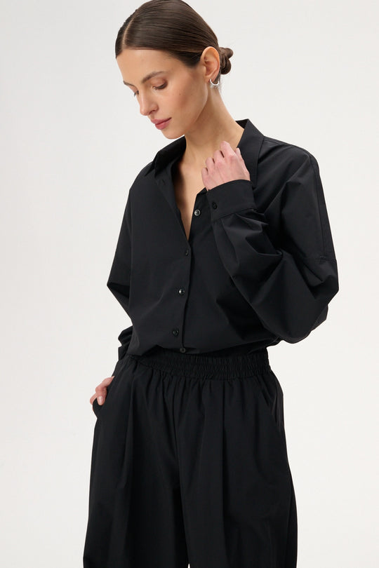 Oversized nylon shirt in black - Alessi