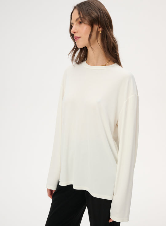 Ecru delicate knit long-sleeve top - Anthony