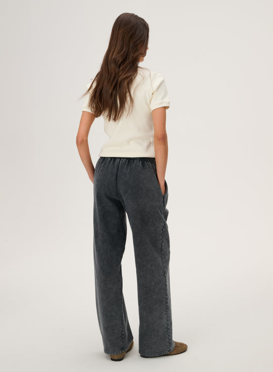 Wide-leg cotton knit trousers in grey - Bruno