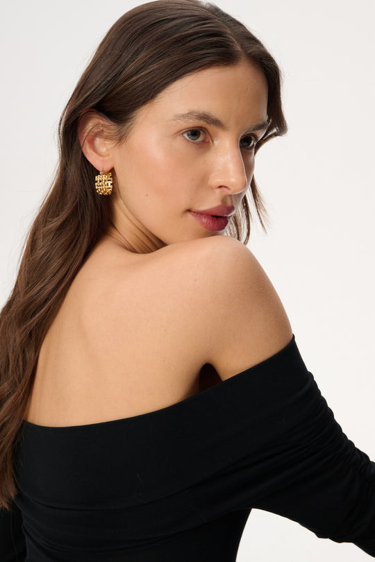 Stainless steel earrings in gold - Daisy