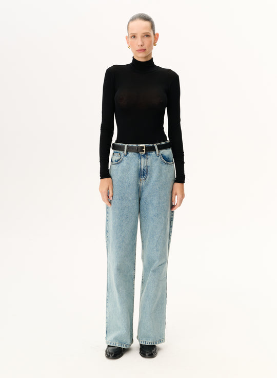 Black stretch knit turtleneck - Emma