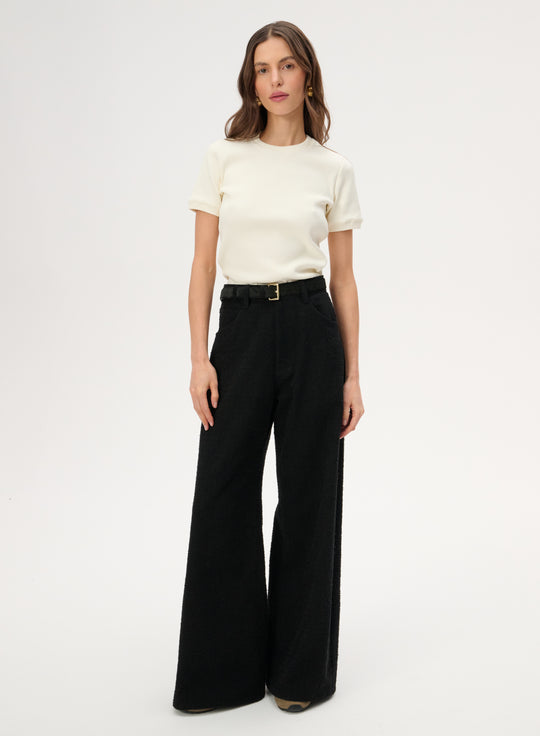 Black Wide Leg Cotton Trousers - Leni