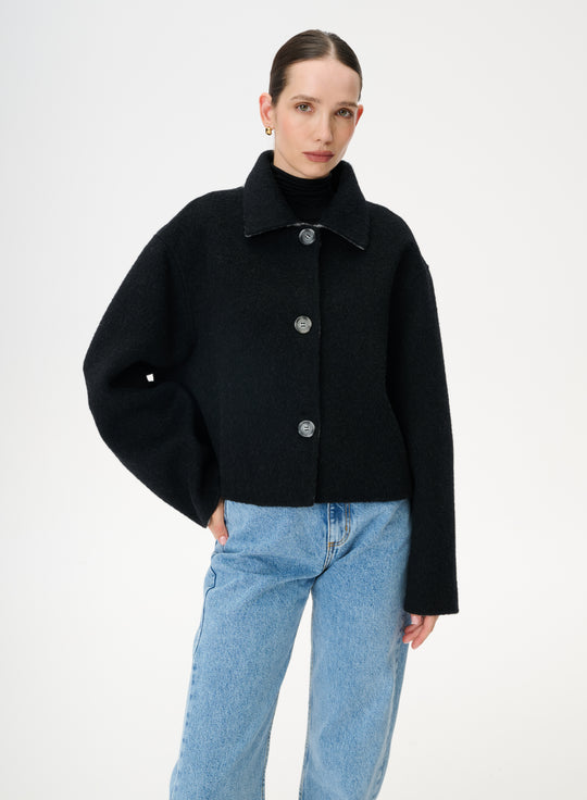Reversible grey wool jacket - Monie