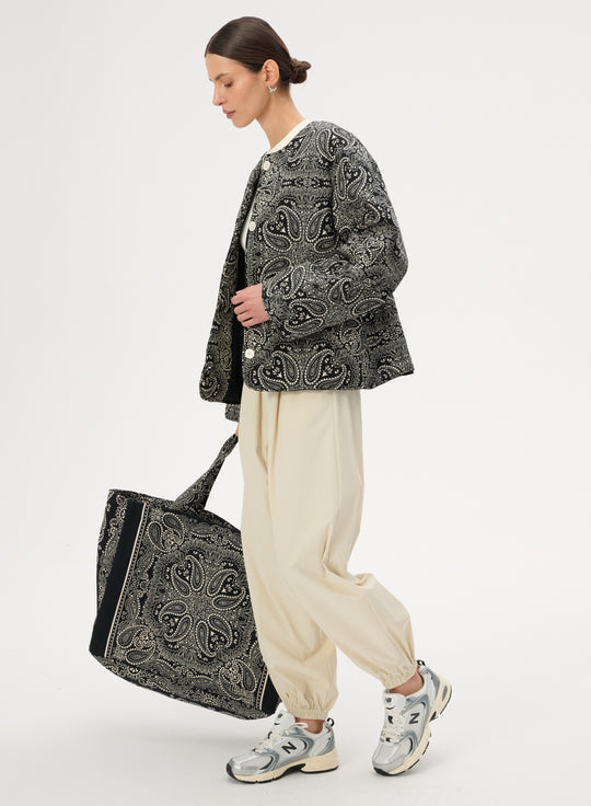 Torba typu shopper z bawełny w kolorze czarnym - Capri