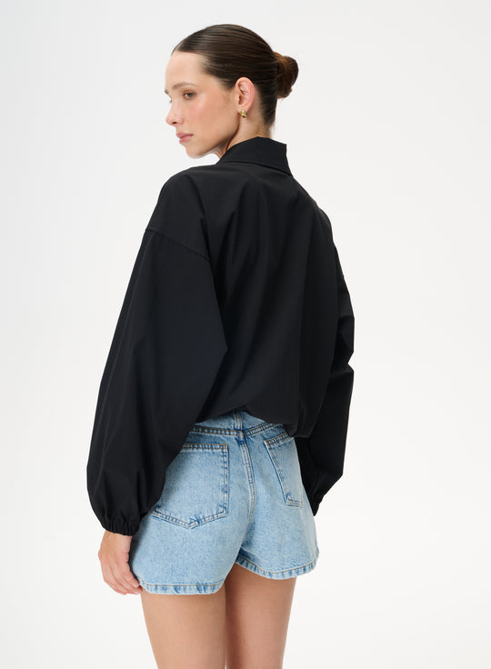 Cotton loose-fit denim shorts in light blue - Sunny
