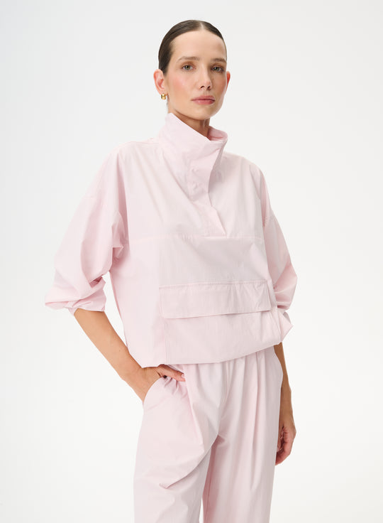 Pink nylon jacket with ribbing - Sydney