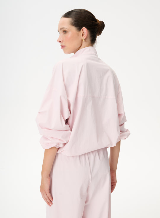Pink nylon jacket with ribbing - Sydney