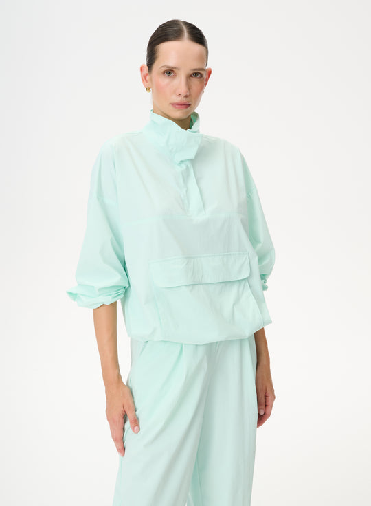 Aquamarine shell jacket with ribbed cuffs - Sydney