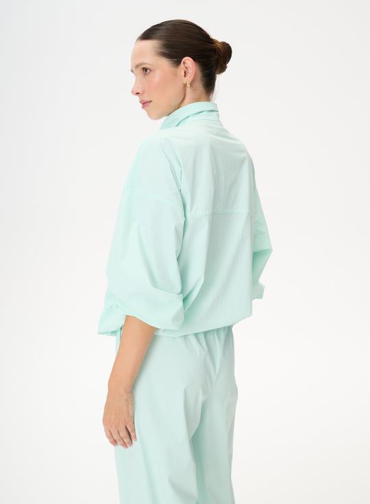 Aquamarine shell jacket with ribbed cuffs - Sydney