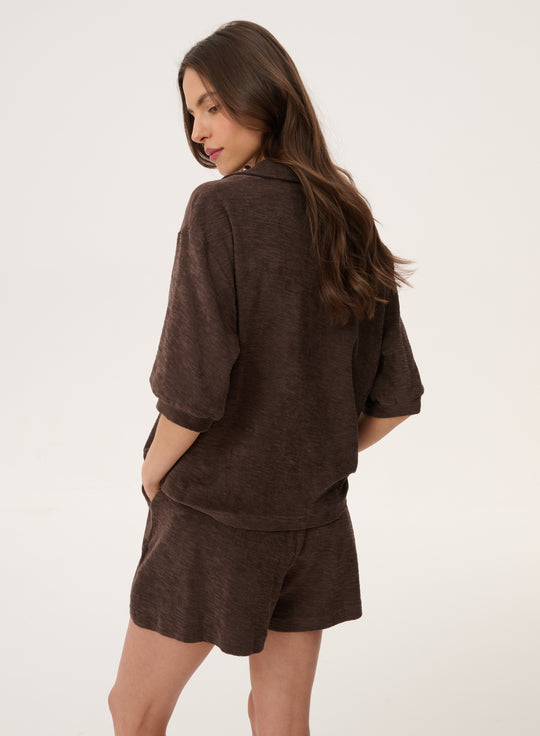 Brown loose-fit cotton shorts - Vitto