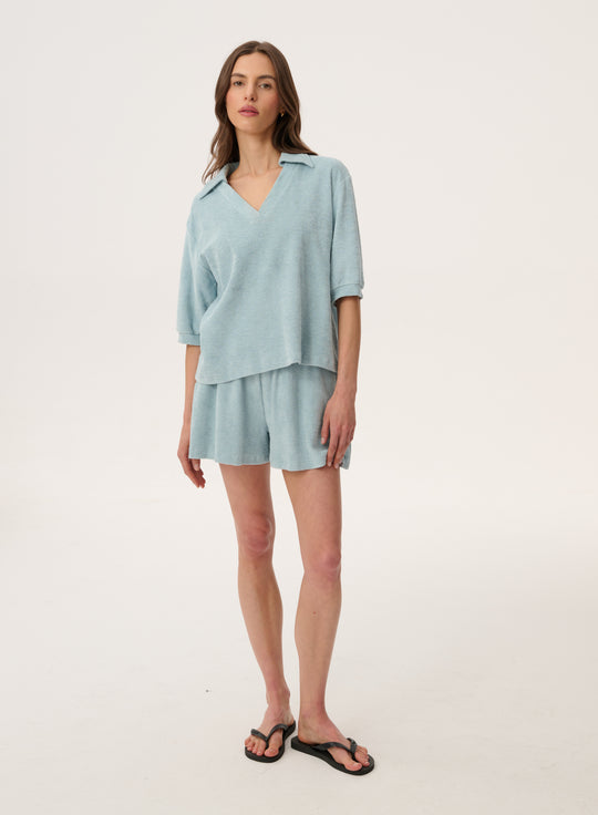 Loose-fit cotton shorts in blue - Vitto