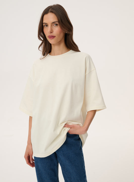 T-shirt oversize w kolorze ecru - Weston