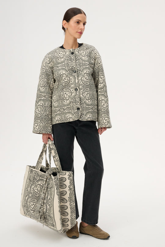 Ecru viscose jacket with bandana print - Hana