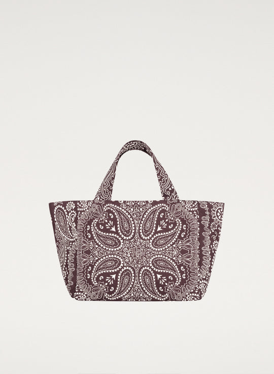 Torba mini typu shopper burgund z printem - Mia