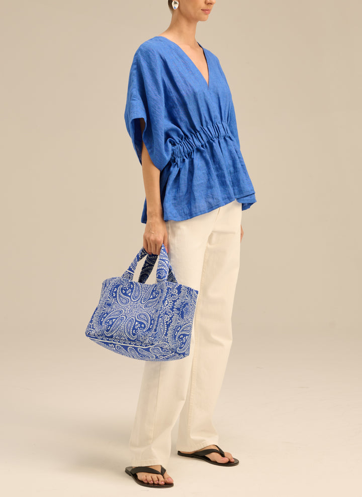 Torba mini typu shopper chabrowa z printem - Mia