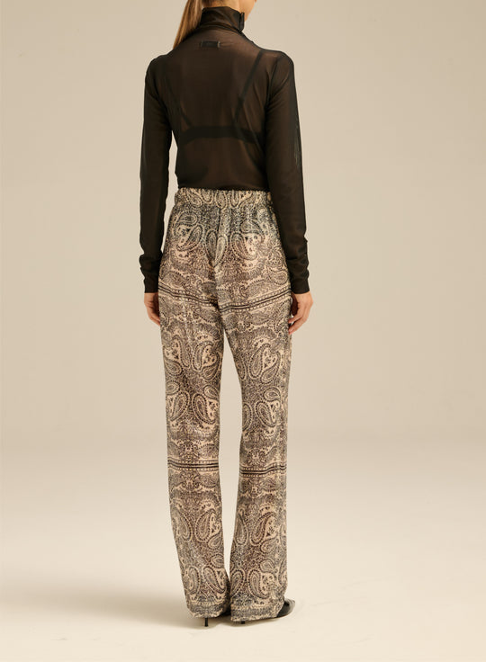 Shimmering fabric trousers with ecru print - Jagger