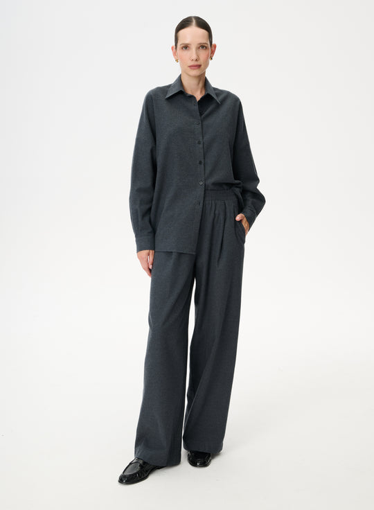 Cotton wide-leg trousers in grey - Franco