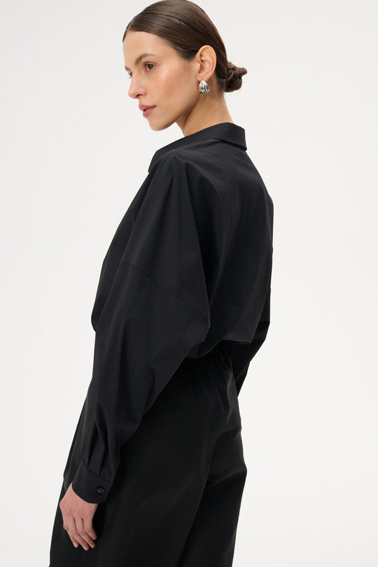Oversized nylon shirt in black - Alessi