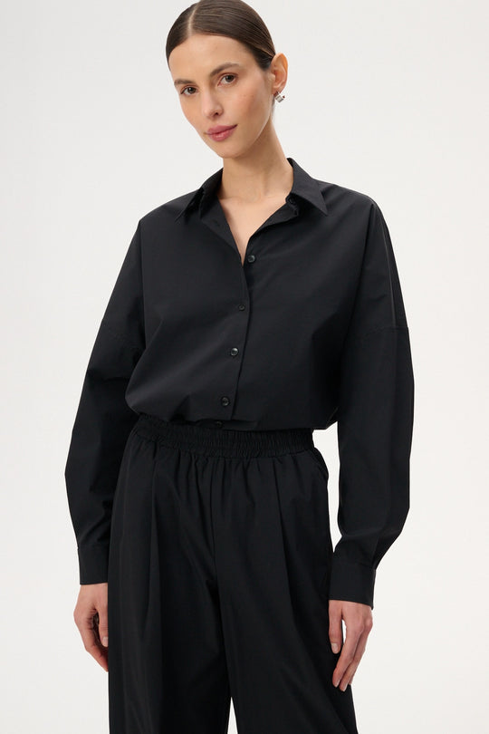 Oversized nylon shirt in black - Alessi