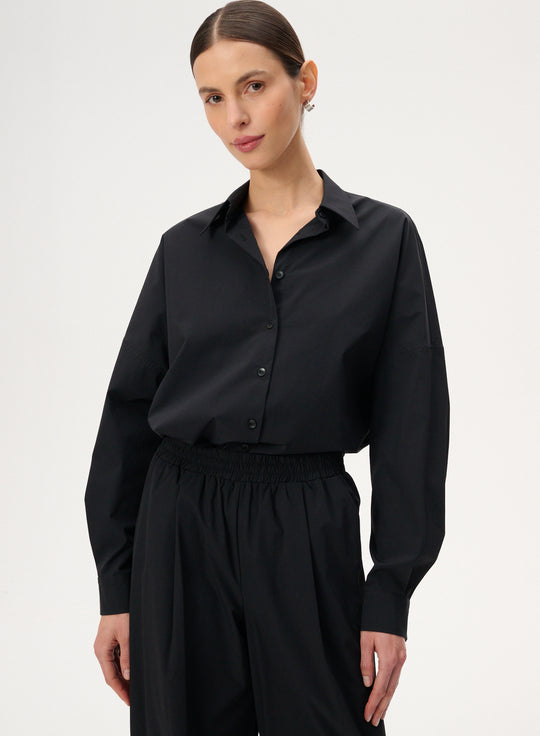 Oversized nylon shirt in black - Alessi