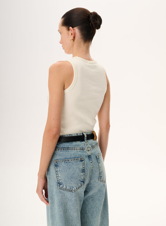 Fitted cotton tank top in ecru - Annie