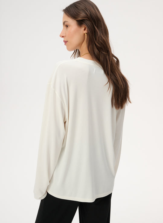 Ecru delicate knit long-sleeve top - Anthony
