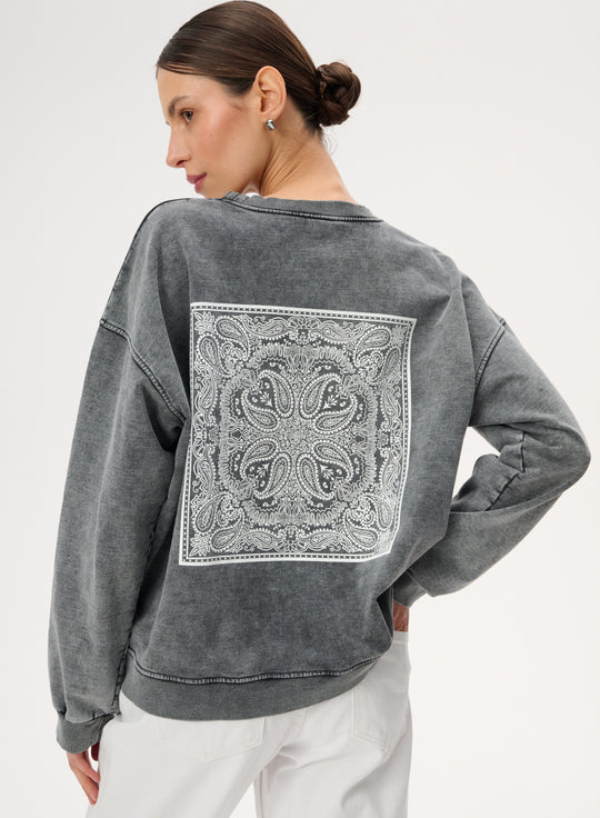 Cotton sweatshirt with bandana print - Ben