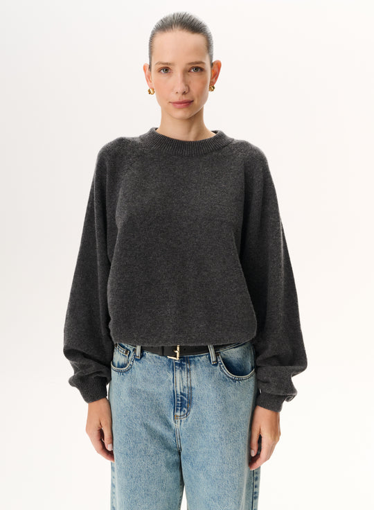 Sweter z wełny merino crewneck classic w kolorze ciemnoszarym- Beth