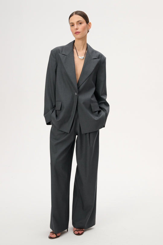 Oversized gray virgin wool jacket - Cate
