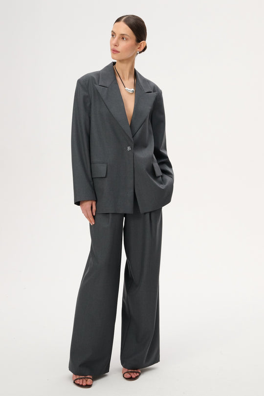 Oversized gray virgin wool jacket - Cate