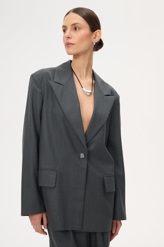 Oversized gray virgin wool jacket - Cate