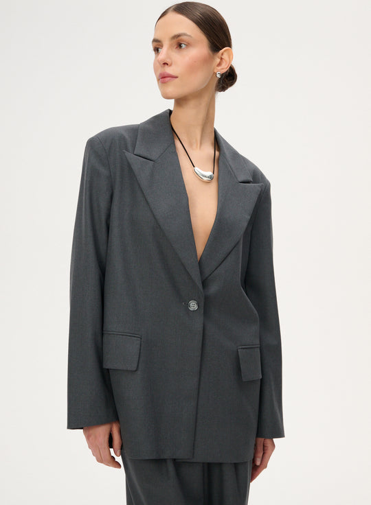 Oversized gray virgin wool jacket - Cate