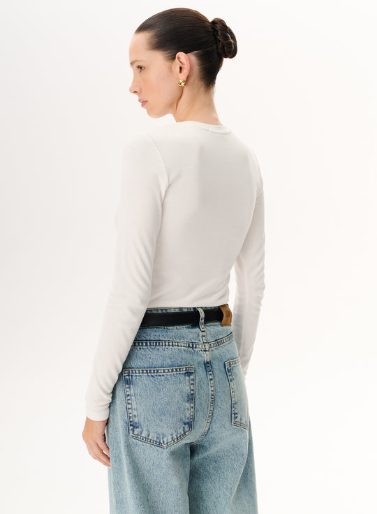 White stretch jersey longsleeve - Cherry