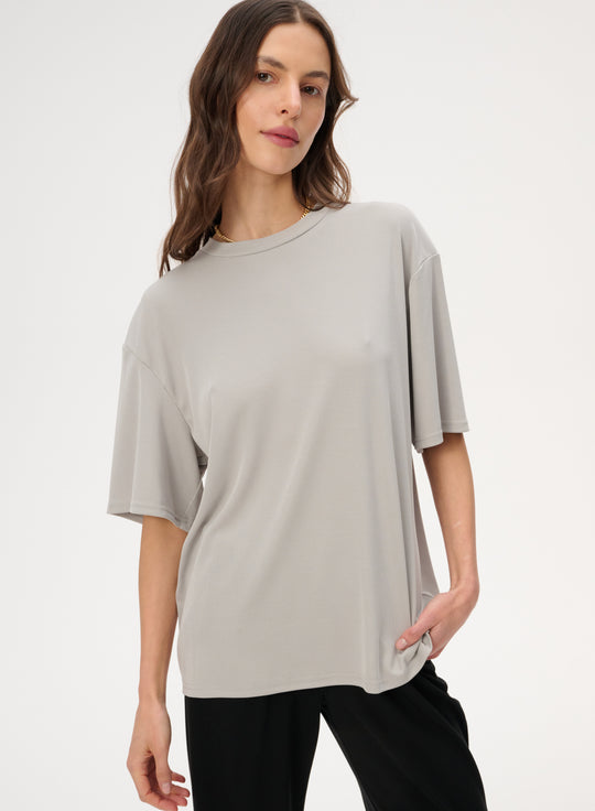 Gray T-shirt in fine knit - Colin