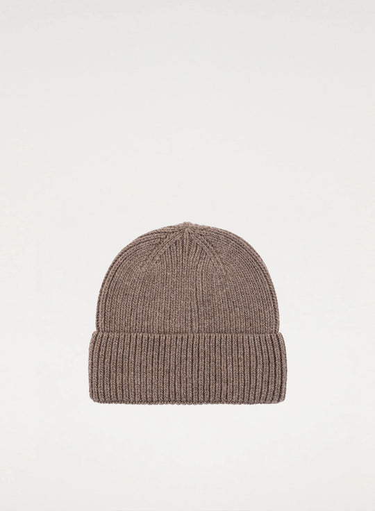 Taupe merino wool beanie - Delia