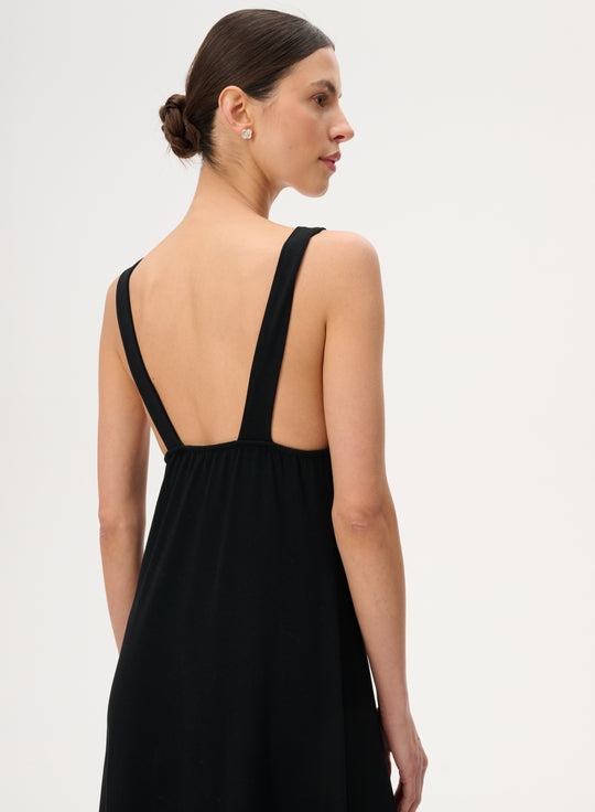 Black Bamboo Viscose Strappy Dress - Eloise