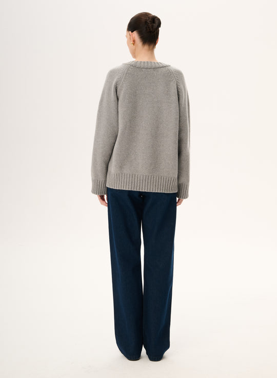 Sweter z mięsistej wełny merino crewneck w kolorze szarym - Farren