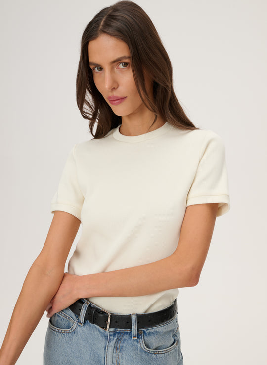 Ecru slim fit cotton T-shirt - Fellow