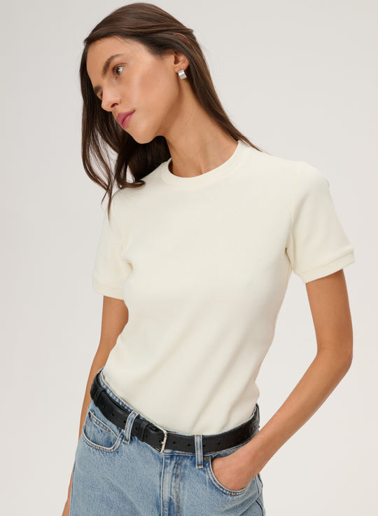 Ecru slim fit cotton T-shirt - Fellow