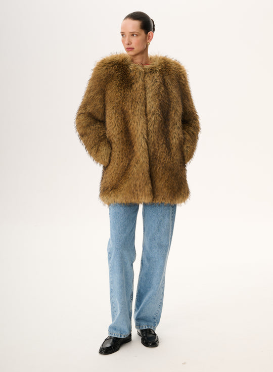 Cropped faux fur coat - Ginny