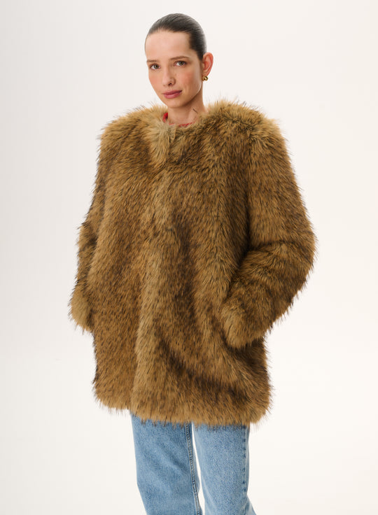 Cropped faux fur coat - Ginny