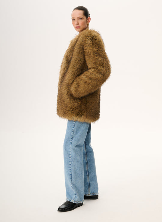 Cropped faux fur coat - Ginny