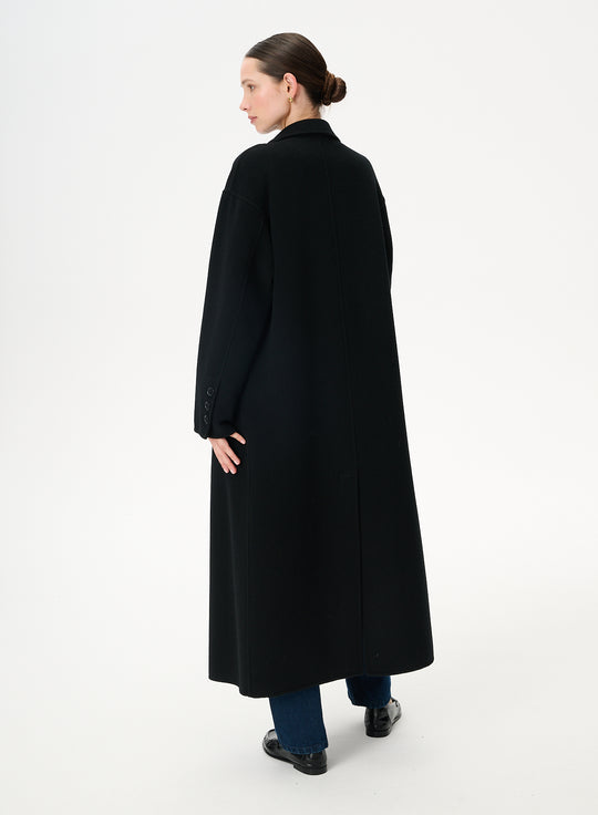 Virgin Wool Maxi Coat with Double Breasted Fastening - Joel