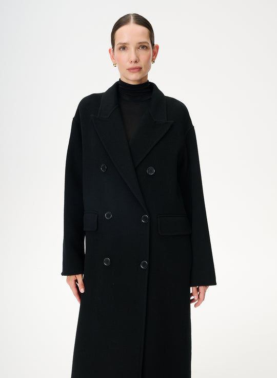 Virgin Wool Maxi Coat with Double Breasted Fastening - Joel