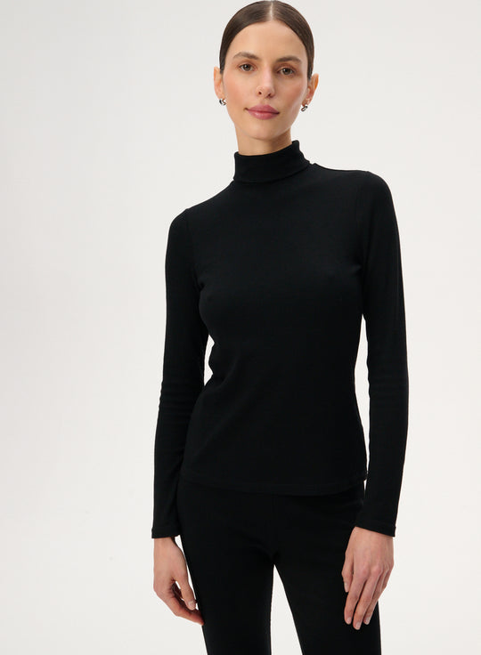 Sweter z cienkiej dzianiny z golfem czarny - Marvin