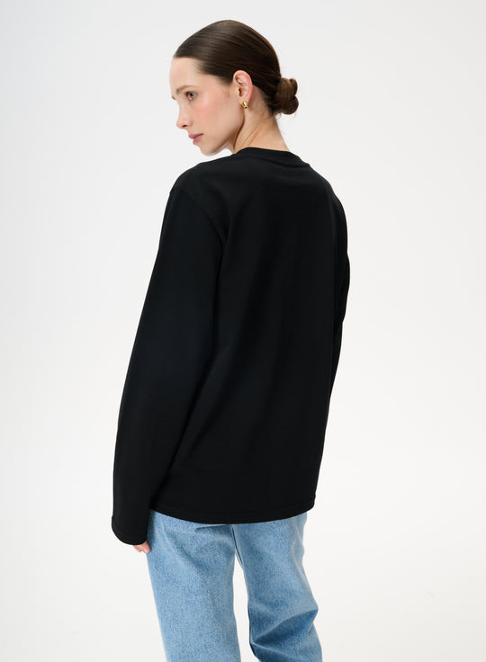 Longsleeve z dzianiny z nadrukiem bandany w kolorze czarnym - Nero