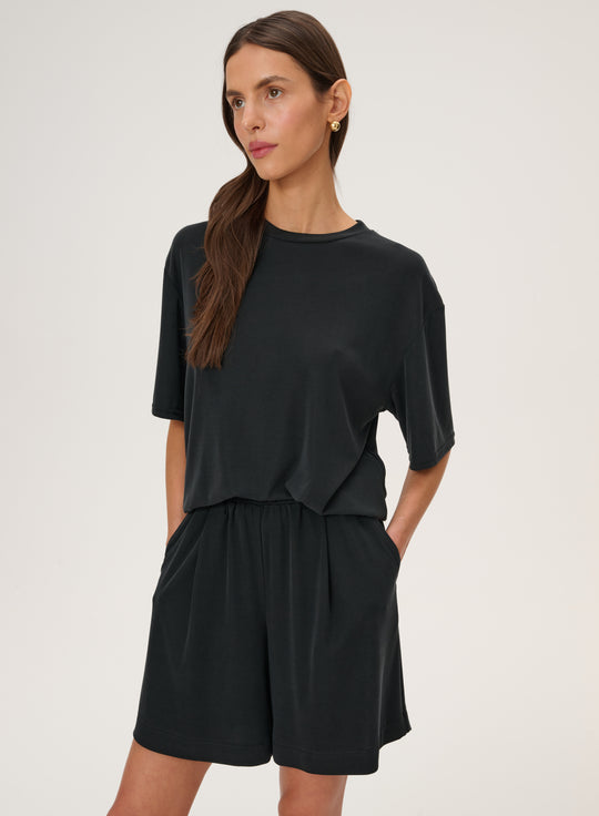 Black shorts in delicate knit - Rivo