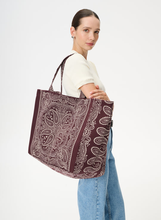 Torba typu shopper z bawełny w kolorze burgundu - Capri