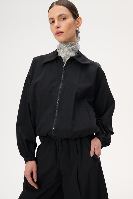 Black ortalion jacket with drawstrings - Stanley