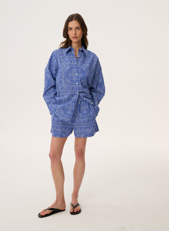 Loose-Fit Cotton Shorts with a Bandana Pattern - Vigo